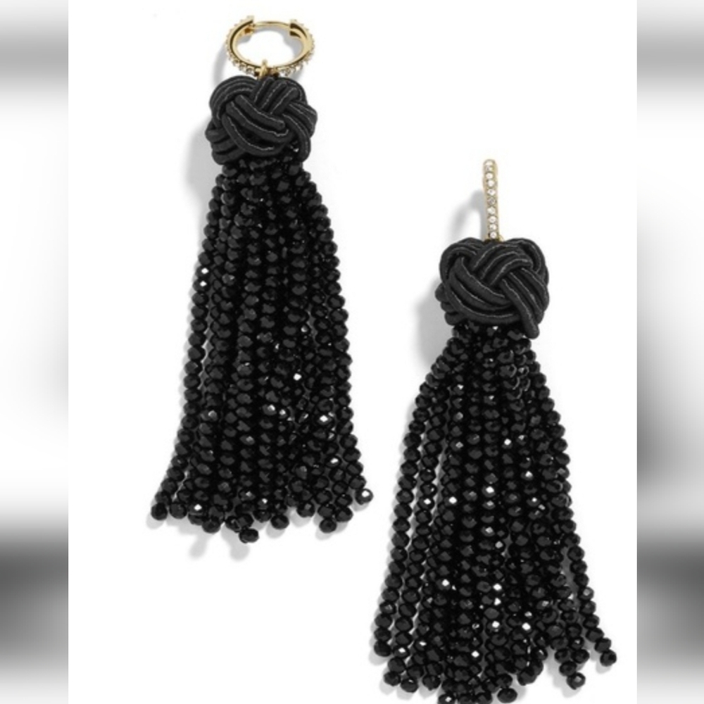 BaubleBar Marriane Tassel Earrings Statement accessory Black Seed Beads